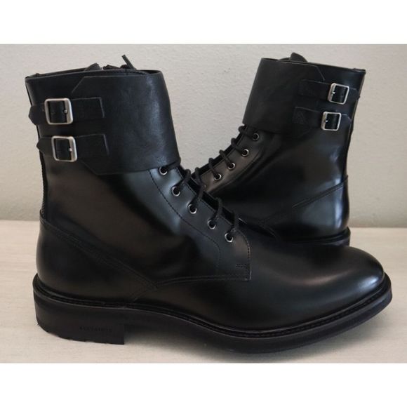 AllSaints 34ZM0117 Men's Sz 11M Black Beckworth Leather Combat Boots $380 - Picture 9 of 12